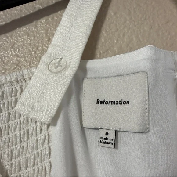 NWOT Reformation Everett Linen Midi Dress White A-Line Summer Vacation 8 - Picture 9 of 11
